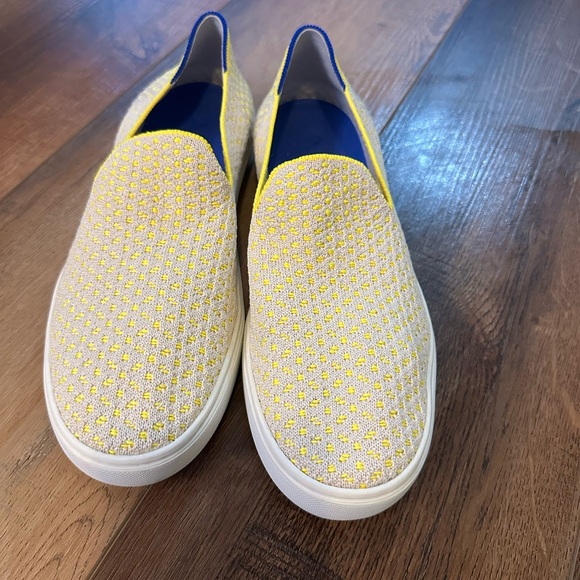 ROTHY'S The Sneaker Lemon Yellow Honeycomb RETIRED Sz 8.5 Washable Knit Slip On - Picture 2 of 10